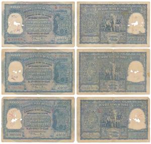 Rupees 100, 1951, signed B. Rama Rau, value written in Hindi reads as Rupaya, Serial numbe