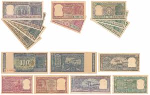 Assorted lot, Rupees 2 (2), Rupees 5 (3), Rupees 10 (4), and Rupees 100, several different
