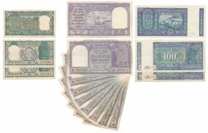 Assorted lot, Rupees 5 (2), Rupees 10 (8) and Rupees 100 (2), various signature – S. Jagan