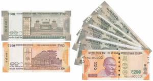 Rupees 200, signed Urjit Patel, fancy number 1000000; signed Shaktikanta Das 111111; signe