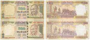 Rupees 500, signed D. Subbarao, fancy number 777786 and 999999. Extremely Fine and Uncircu