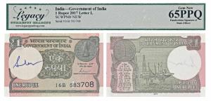 Rupee 1, 2017, signed Shaktikanta Das, signed autograph of the Finance Secretary in the wa