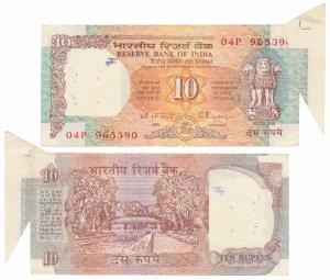 Rupees 10, signed C. Rangarajan, Error, margin with extra paper at top right. Minor graffi