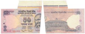 Rupees 50, signed Bimal Jalan, Inset L, Error, note miss-cut with substantial margin at to