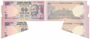 Rupees 50, signed D. Subbarao, Error, margin with extra paper such that part of the next n