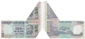 Rupees 100, Error, signed D. Subbarao, extra paper of the previous note at top right corne