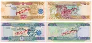 Solomon Islands, 50 & 100 Dollars, Specimen red overprint on both sides. Uncirculated. (2)