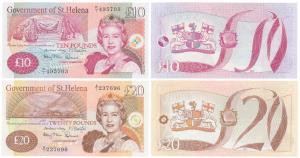 St. Helena, 10 and 20 Pounds. Uncirculated. (2)