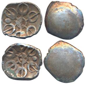 Archaic Punch Marked Coinage, attributed to Gandhara Janapada, Silver Shana (2), 1.06g, 1.