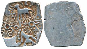 Archaic Punch Marked, attributed to Vidarbha Janapada (c. 500-400 BC), Silver ½ Karshapana