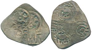 Archaic Punch Marked Coinage, attributed to Vatsa Janapada, Silver Vimshatika, 3.61g, ABCC