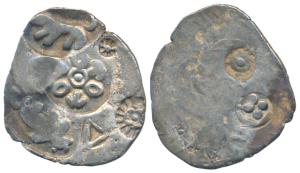 Punch Marked, attributed to Magadha Janapada, Silver Vimshatika, 4.7g, G/H Series 0, five 