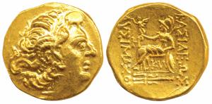 Danubian Celts minted in the type of Lysimachos (c. 300-200 BC), ruler of Asia Minor, Gold