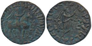 Indo-Parthian, Gondophares (c. 40-5 BC), Copper Tetradrachm, 10.05g, obv. king mounted on 