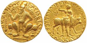 Kushanas, Vima Kadphises (100-127/8 AD), Gold 2 Dinars / Double Dinara, 14.43 g, obv. diad