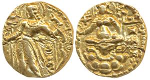 Guptas, Chandragupta II, Gold Heavy Dinar, 8.1g, ‘Archer’ type, obv. king nimbate standing