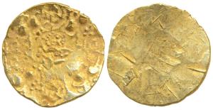 Kalachuris of Kalyana, Bijjala (1156-1168 AD), Gold Pagoda, 3.75g, central punch comprisin