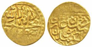 Humayun, Gold 1/8 Mithqal, 0.52g, mintless type but attributed to Badakhshan area, obv. Ka