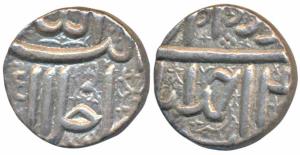Akbar, Silver ½ Rupee, 5.65g, Ahmedabad Mint, Ilahi type, Month Khurdad, Year 4X (KM 66.1)