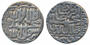 Akbar, Silver Rupee, 11 20g, Lahore Mint, AH 985, Kalima within scalloped square enclosure