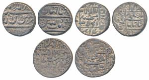 Shah Jahan, Silver Rupee (3), Golkonda Mint, slightly crude in style (KM 223.1); Junagadh 