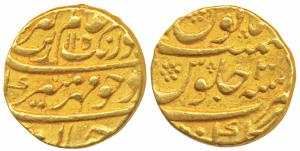 Aurangzeb, Gold Mohur, 10.96g, Gulbarga Mint, AH 1105/3X (KM 315.19). Very Fine+, Rare.