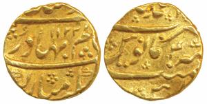 Shah Alam Bahdur (AH 1119-1124; 1707-1712 AD), Gold Mohur, 10.94g, Ahmednagar Mint, AH 112