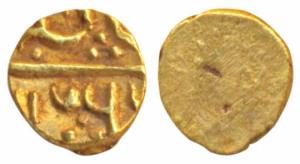 Alamgir II (AH 1167-1173; 1754-1759 AD), Gold ½ Fanam, 0.19g, Karpa Mint, AH 1176, Uniface