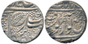 Amritsar Mint, Silver Rupee, 11.04g, Nanakshahi couplet., VS 1885 with actual date VS (18)