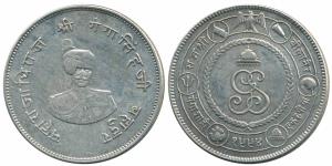 Ganga Singh (VS 1944-1999, 1887-1942 AD), Silver Rupee, 12.89g, obv. portrait of the ruler