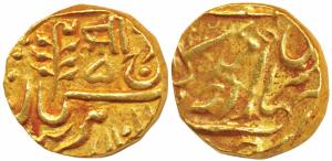 Umaid Singh, Gold Mohur, 10.99g, with the name of George V, obv. Shri in Nagari above Pers