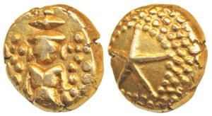 Star Gold Pagoda, 3.38g, obv. single Swami (Balaji-Tirupati) standing, facing front; rev. 