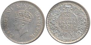 George VI, Silver Rupee, 1938, Bombay Mint, A / I / with dot, (Prid 234). About Uncirculat