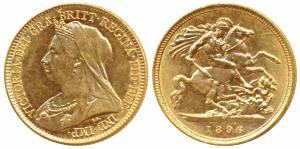 Australia, Victoria, Gold ½ Sovereign, 4g, 1896, Veiled head, ‘M’ mint mark for Melbourne 