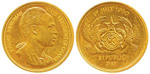 Ghana, Medallic Coinage, Gold 2 Pounds, 16g, Kwame Nkrumah the First President of Ghana, 1