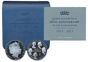 New Zealand, Elizabeth II, Silver Dollar, 31.1g, 60th Anniversary of the Queen’s Coronatio