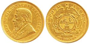 South Africa, Gold Kruger 1 Pond, 8g, 1898, Single shaft wagon (KM 10.2). Extremely Fine, 