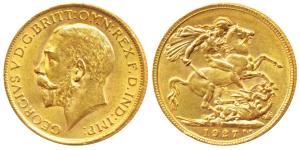 South Africa, George V, Gold Sovereign, 8g, 1927, ‘SA’ mint mark for South Africa, rev. St