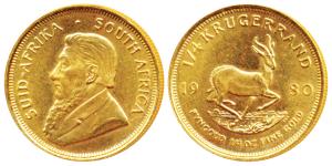 South Africa, Gold ¼ Krugerrand, 8.48g, 1980, .916 Fine (KM 106). Superb Mint State.