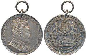 Edward VII Coronation Medal, Silver, obv. bust of the ruler to right, rev. coat of arms wi