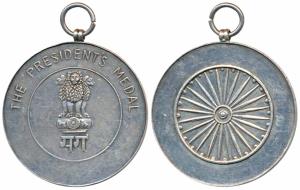 President of India Medal, Silver, awarded by President Dr. Sarvepalli Radhakrishnan; obv. 