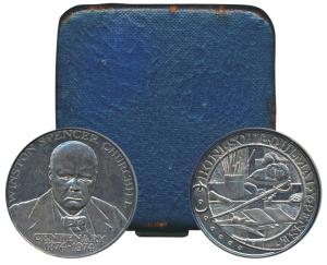 Winston Churchill Centenary, Silver Medal, 31.1g, 1974, rev. artefacts and implements supe