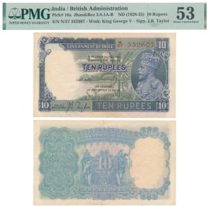George V, Rupees 10, 3rd issue, 1933, signed J. B. Taylor, thick paper variety, (J&R 3.8.1