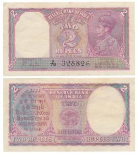 George VI, Rupees 2, 1943, signed J. B. Taylor, (J&R 4.2.1). Very Fine+, Rare.