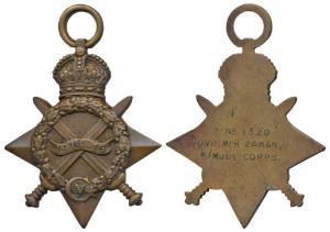 First World War, 1914-15 Star, Bronze Medal, awarded to No. 1320 Driver Mir Zaman 5/ Mule 