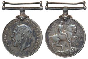 British War Medal 1914-18, George V, Silver, awarded to 4346 Lance Naik Reja, 21 Punjabis.