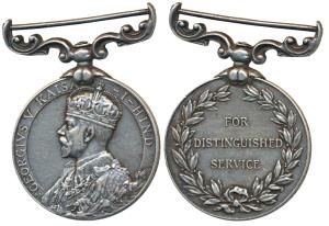 Indian Distinguished Service Medal, George V, Silver, rev. For Distinguished Service in a 