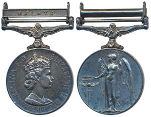 General Service Medal, Queen Elizabeth II, Silver, Malaya bar, awarded to 25091 Police Con