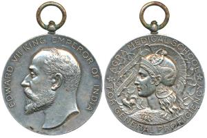 Agra Medical School, Edward VII, Silver Medal, 79.45g, obv. bare head of Edward VII, Edwar