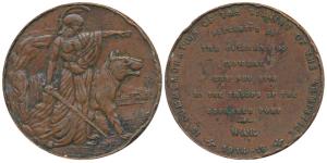 Bombay Peace Medal, In Commemoration of the signing of Armistice, Bronze, obv. lion and a 